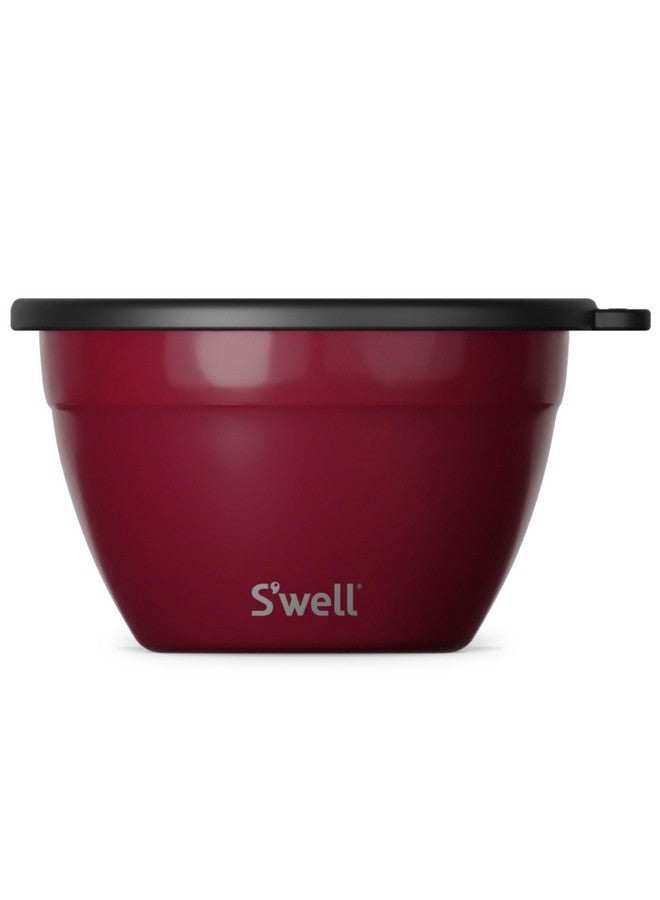 S'well S'well Stainless Steel Salad Bowl Kit 64oz, Wild Cherry, Comes with 2oz Mini Canister and Removable Tray for Organization, Leakproof, Easy to Clean, Dishwasher Safe  - Image 1