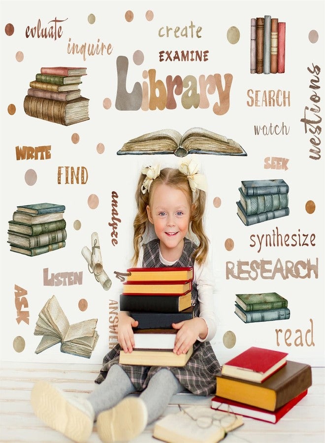 HATARU Library Quotes Wall Stickers Colorful Inspirational Wall Sticker Peel and Sticks Reading Books Wall Sticker for Reading Room Classroom School Positive Saying Wall Decals for Kids Bedroom Nursery Decor - Image 1