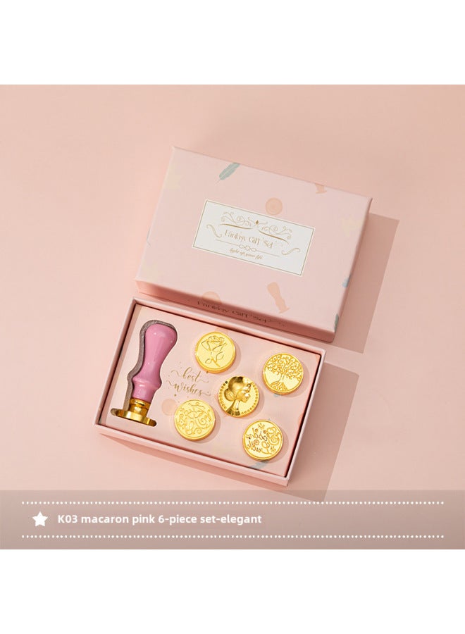 Autonomy New Macaron Fire Lacquer Wax Grain Furnace Seal Hand Account Valentine's Day Birthday Gift Lacquer Seal Full Set - Image 1