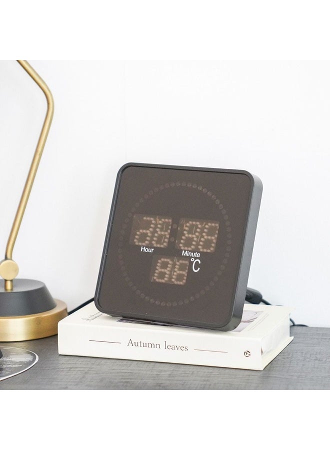 Cambridge LED Movement Wall Clock Modern Digital Display Silent Movement Energy Efficient Stylish Home or Office Decor Large Easy to Read Numbers Sleek Design 20.2X20.2X3.4Cm Black - Image 2