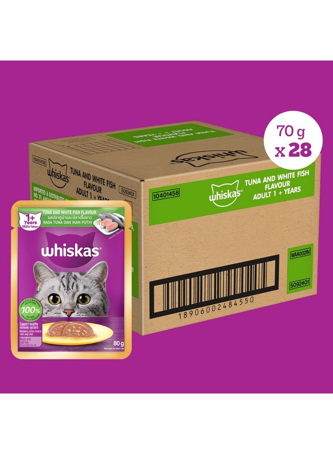Whiskas Adult (1+ Years) Wet Cat Food, Tuna & White Fish Flavour, 80 G X 28, 100% Complete & Balanced Nutrition, Supports Healthy Immune System - Image 2