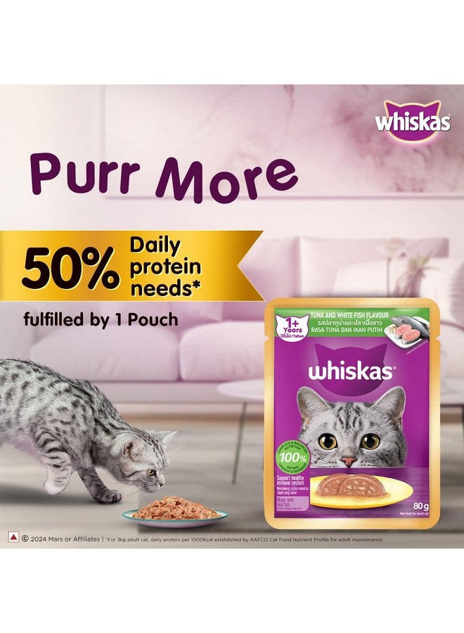 Whiskas Adult (1+ Years) Wet Cat Food, Tuna & White Fish Flavour, 80 G X 28, 100% Complete & Balanced Nutrition, Supports Healthy Immune System - Image 3