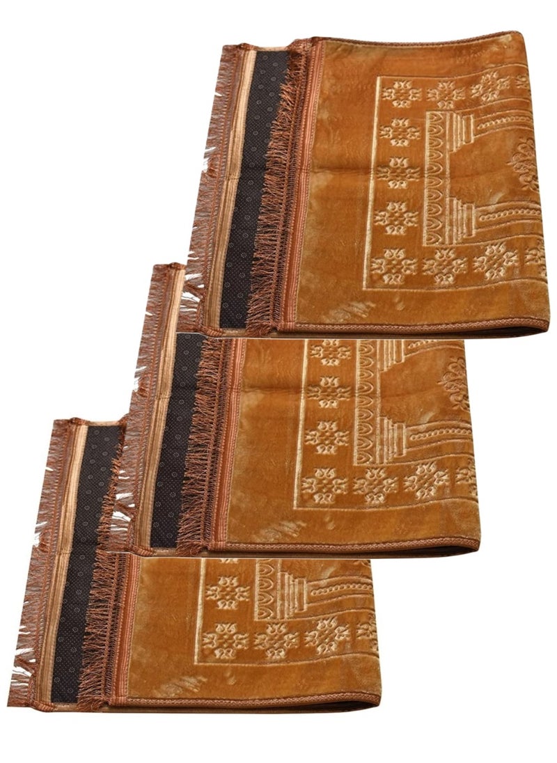 3 Pieces Premium Comfort Prayer Mat Soft and Durable Prayer Mat for Daily Prayers 120x80cm Beige Color  - Image 1