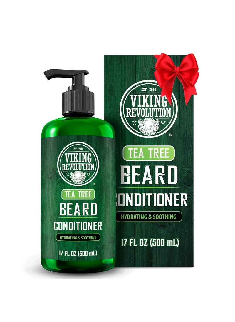 Viking Revolution Viking Revolution Tea Tree Beard Conditioner for Men with Argan Oil and Jojoba Oil - Beard Softener and Strengthener Natural Beard Conditioner with Ginger Root Extract - Beard Care Moisturizer (17oz) 