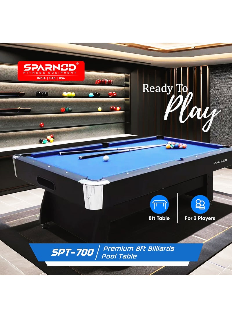 Sparnod Fitness - SPT-700 7Ft & 8Ft Professional Billiards Pool Table – Durable Mdf Frame, Blue Wool Cloth, Includes Complete Accessories Set, Easy Assembly For Home & Pool Hall Use - Image 1