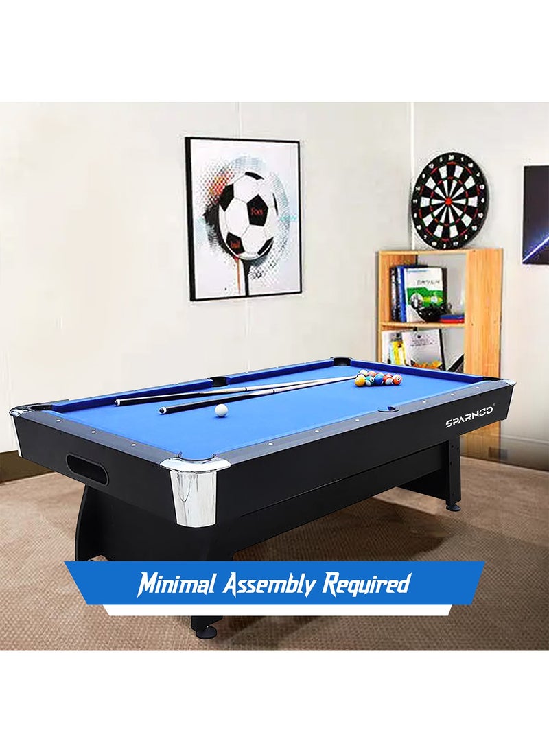 Sparnod Fitness - SPT-700 7Ft & 8Ft Professional Billiards Pool Table – Durable Mdf Frame, Blue Wool Cloth, Includes Complete Accessories Set, Easy Assembly For Home & Pool Hall Use - Image 1