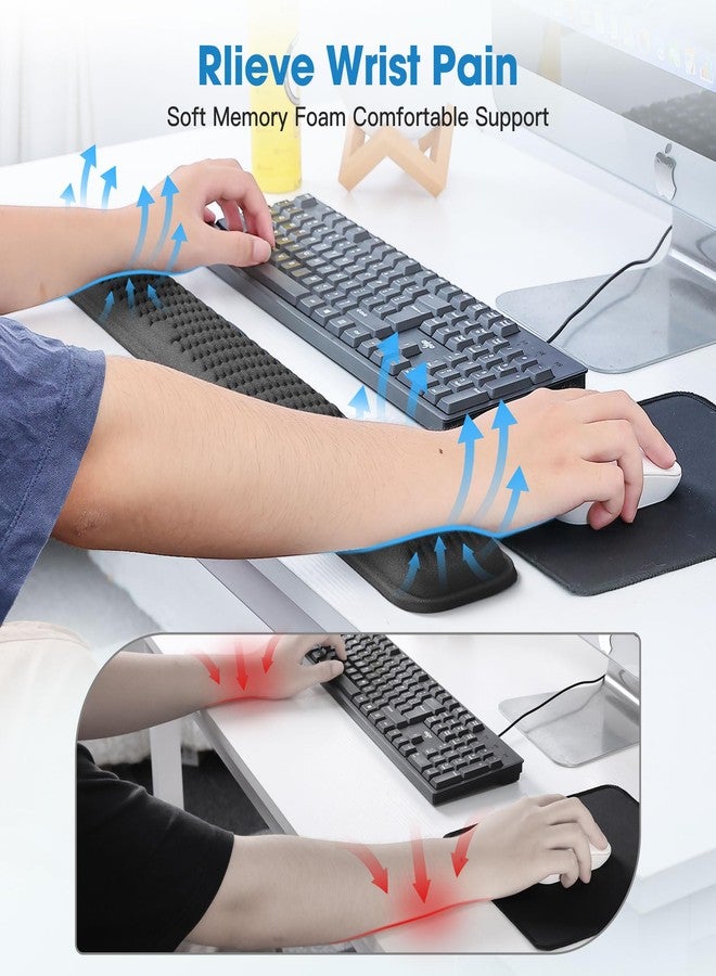 MEKASS Ergonomic Wrist Rest for Keyboard and Mouse, Soft Memory Foam Keyboard Wrist Rest Set with Non-Slip Silicone Base, Easy Typing, Pain Relief, Comfort for Office, Work, Gaming (Classic Black) - Image 2