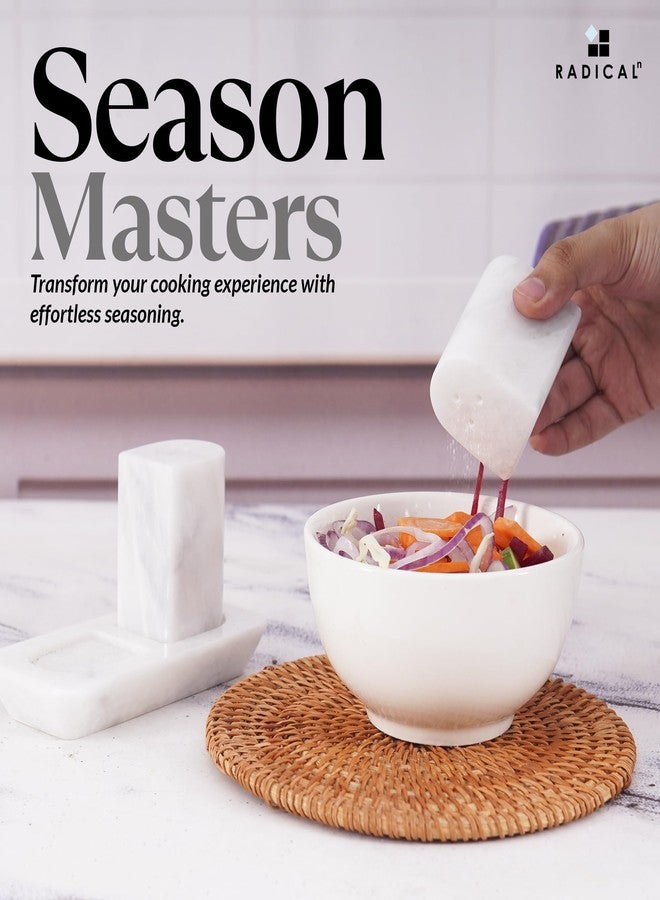 Radicaln Marble Salt and Pepper Shakers 2.5" White Handcrafted Stone Saleros Spice Set for Kitchen Table, Pink Salt Holder, Farmhouse Kitchen Decor, Elegant Home Essentials - Image 4