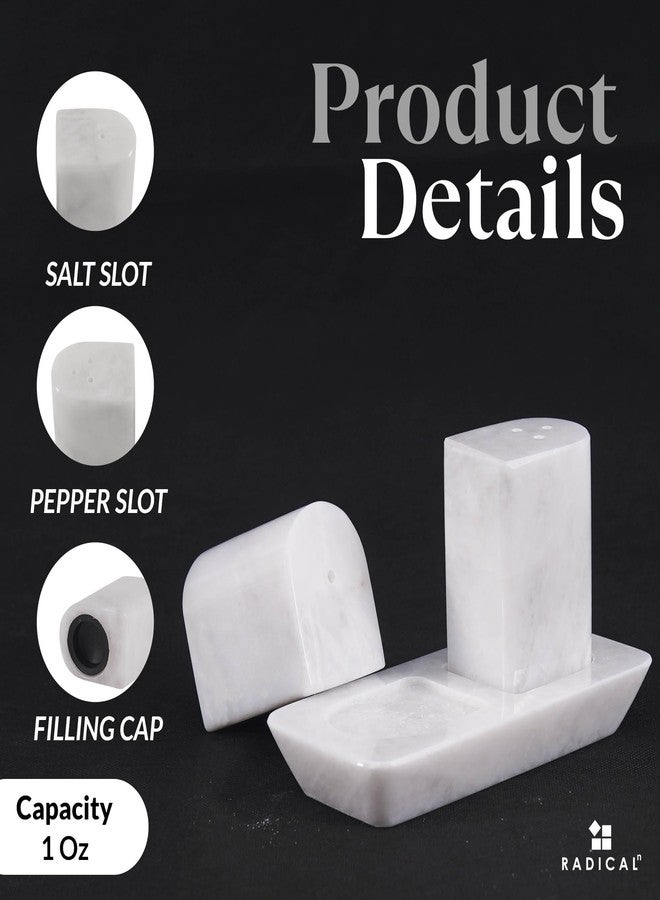 Radicaln Marble Salt and Pepper Shakers 2.5" White Handcrafted Stone Saleros Spice Set for Kitchen Table, Pink Salt Holder, Farmhouse Kitchen Decor, Elegant Home Essentials - Image 5