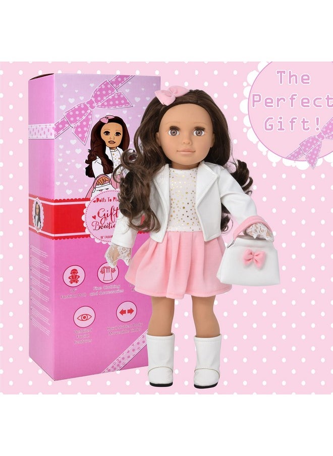Gift Boutique - 18 Inch Girl Doll, Fashion Doll With Fine Brown Hair For Styling Clothes Shoes And Accessories Princess Doll For Girls And Kids - Image 1