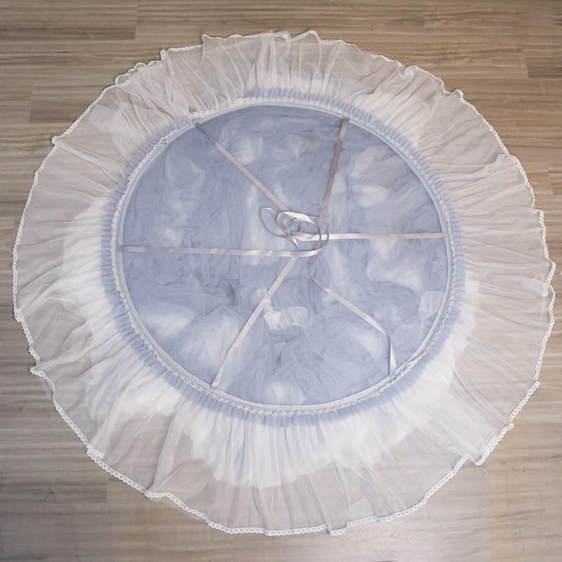 AIKASY Princess Bed Canopy for Girls & Adults, Elegant Double-Layer Bed Curtain, Children's Dream Round Lace Mosquito Net, Princess Canopy Net - Fits Twin, Full, Queen, and King Beds (Light Gray) - Image 5