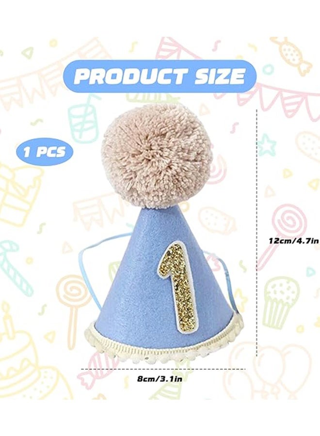 1st Birthday Hat for Baby Girls Boys 1st Birthday Baby Outfits Boho Felt Birthdays Crown Cozy Cone Hat Headwear Decor for One Years Old Party Decorations Photo Props Celebrations - Image 2