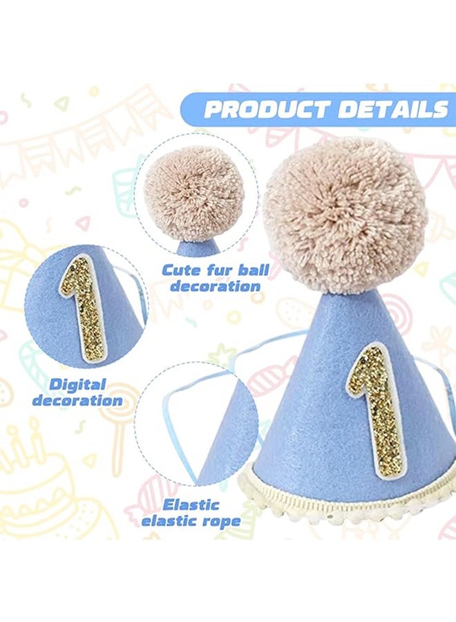 1st Birthday Hat for Baby Girls Boys 1st Birthday Baby Outfits Boho Felt Birthdays Crown Cozy Cone Hat Headwear Decor for One Years Old Party Decorations Photo Props Celebrations - Image 3