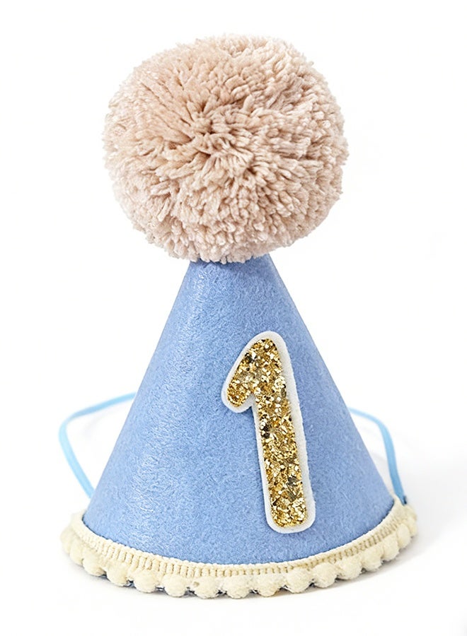 1st Birthday Hat for Baby Girls Boys 1st Birthday Baby Outfits Boho Felt Birthdays Crown Cozy Cone Hat Headwear Decor for One Years Old Party Decorations Photo Props Celebrations - Image 1