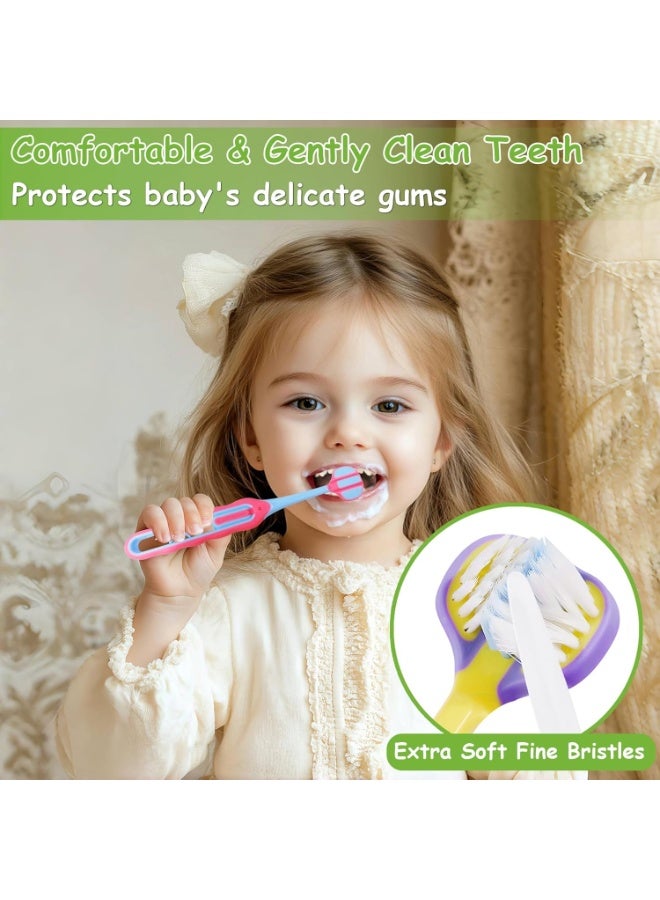 3-Sided  Toothbrush 4-Pack, For Gentle and Effective Cleaning, Easy-Grip Handle, for  Ages ，  Training Toothbrush (Red,Yellow,Purple,Blue) - Image 5