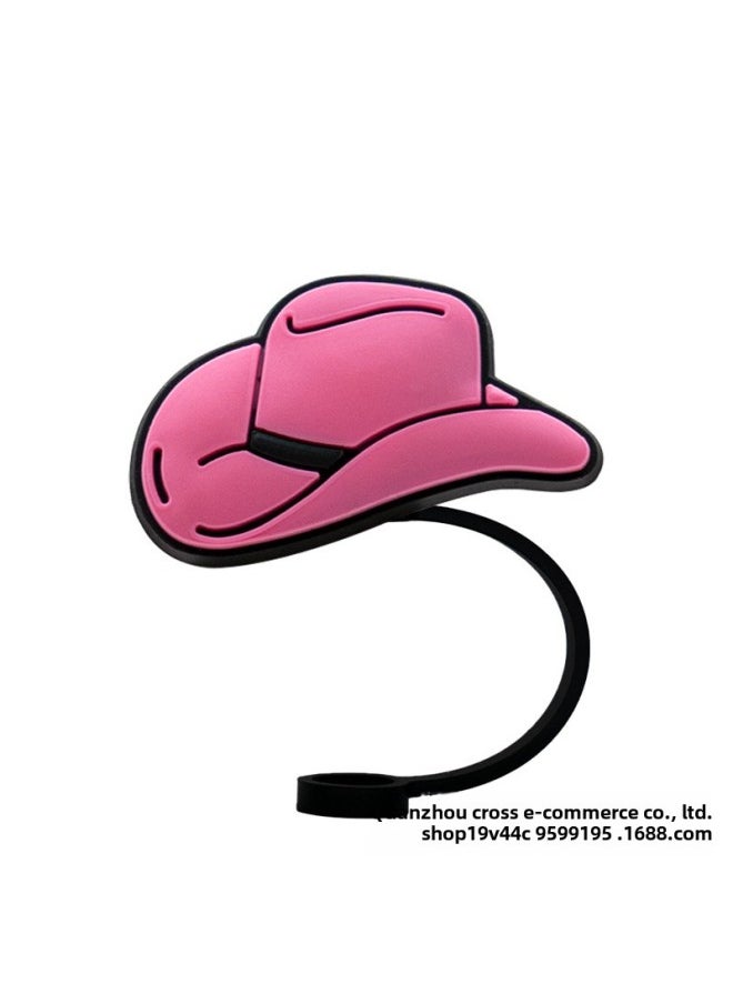 Generic - Cowboy Hat Blow Dog Silicone Straw Cap Straw Dust Cap Cartoon Dust Cover Personalized Drink Milk Tea Straw Cover-Color:1818-03-Specifications:10MM - Image 1