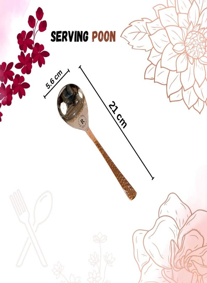 RUSTIC RELICS طقم ملاعق تقديم من الفولاذ المقاوم للصدأ والنحاس من روستيك ريليكس - عبوة من 4 قطع | أدوات مائدة معدنية للمطبخ والطعام | لمسة نهائية معدنية من الفولاذ والنحاس | لمسة من الأناقة لأطباقك ومأكولاتك - Image 4