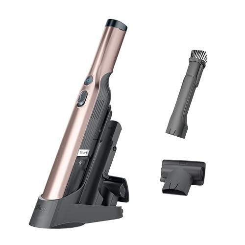 Shark مكنسة شحن واند فاك اللاسلكية، خفيفة الوزن، محمولة بوزن 1.4 رطل، شفط قوي، قاعدة شحن، تفريغ بلمسة واحدة للسيارة والمنزل، أداة متعددة الأسطح لتنظيف شعر الحيوانات وأداة تنظيف الشقوق، ذهب وردي، WV201RGBRN - Image 1
