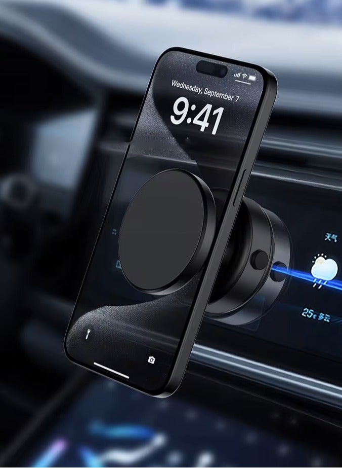SASKA Magnetic Suction Car Phone Holder with strong magnetic force 360 degree rotatable (Black) - Image 2