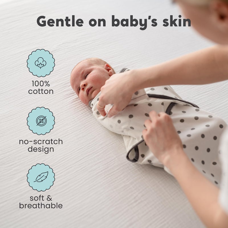 Cuddle Bug CuddleBug Adjustable Baby Swaddle Blanket & Wrap (Spots & Stripes), Pack of 3 (Small/Medium 0-3 Months Old) - Image 4