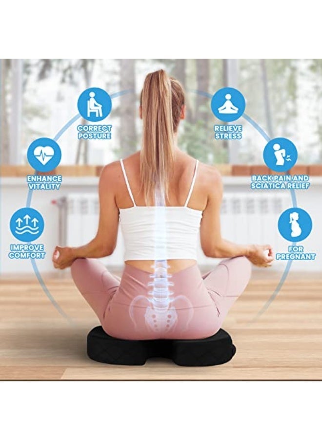 TushGuard وسادة كرسي / مقعد سيارة ، غير قابلة للانزلاق لتخفيف آلام العصب sciatica وأسفل الظهر، وسادة للذيل مصنوعة من رغوة الذاكرة، مناسبة لمكتب الكمبيوتر، الكراسي المتحركة، القيادة (أسود) - Image 4