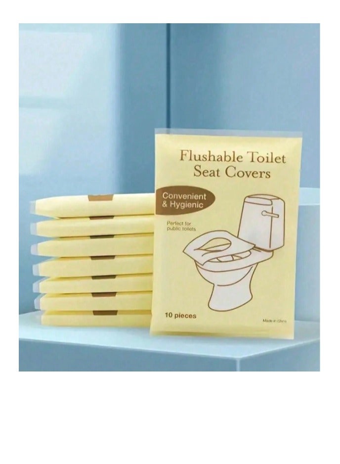 OASIS-TH 100 Pcs 10 Packs  Flushable Toilet seat Covers Disposable Toilet Seat Cover - Flushable Paper Toilet Liners For Bathroom, Travel, Camping, Kids Potty Training - Image 1