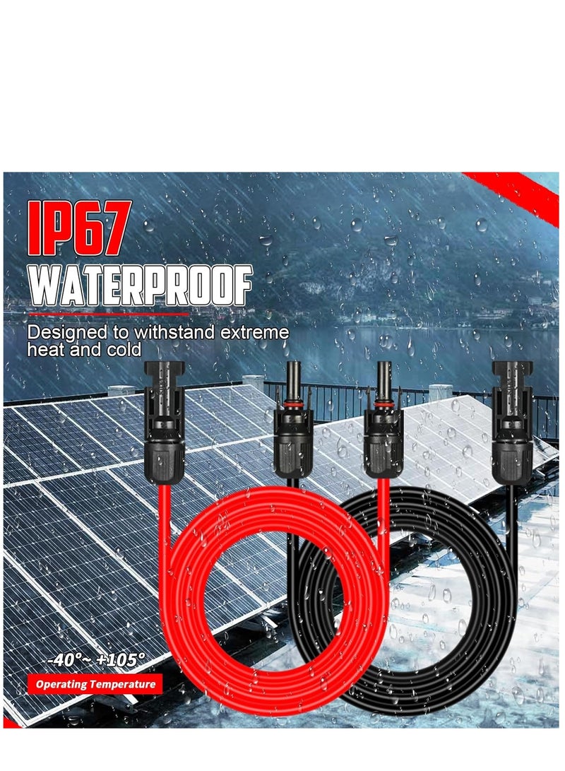 SYOSI Solar Panel Extension Cable, 3M 6 mm² 10AWG Solar Panel Adapter with Female and Male Waterproof Connector, Waterproof IP68 Extension Solar Panel Cord for Solar Panel Photovoltaic System (2 Pack) - Image 3