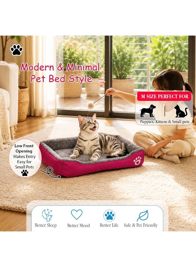 NNC PETS Pet cushion for Small dogs and Cats, Soft Plush pet bed with Raised sides and Warm, 61 cm sleeping mat with Non-slip, Comfortable, Head & Neck Support, and Breathable & lightweight (Red) - Image 4