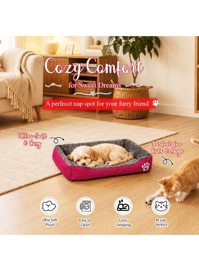 NNC PETS Pet cushion for Small dogs and Cats, Soft Plush pet bed with Raised sides and Warm, 61 cm sleeping mat with Non-slip, Comfortable, Head & Neck Support, and Breathable & lightweight (Red) - Image 3