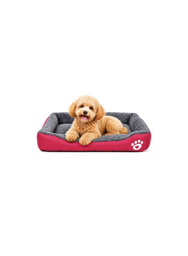 NNC PETS Pet cushion for Small dogs and Cats, Soft Plush pet bed with Raised sides and Warm, 61 cm sleeping mat with Non-slip, Comfortable, Head & Neck Support, and Breathable & lightweight (Red) - Image 1