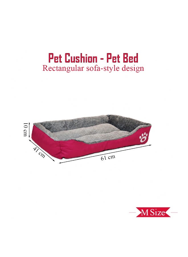 NNC PETS Pet cushion for Small dogs and Cats, Soft Plush pet bed with Raised sides and Warm, 61 cm sleeping mat with Non-slip, Comfortable, Head & Neck Support, and Breathable & lightweight (Red) - Image 2