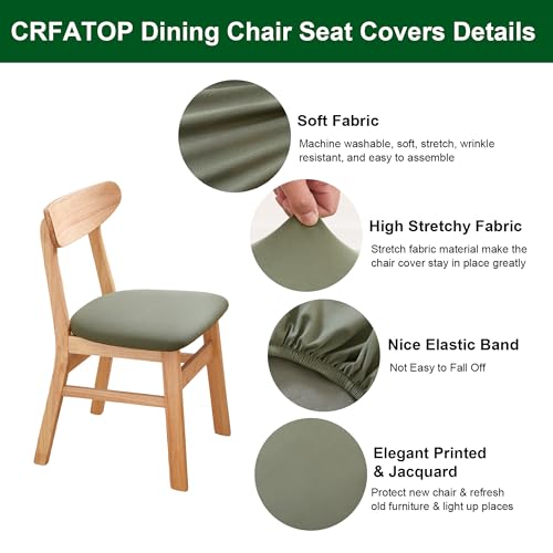CRFATOP Waterproof Dining Chair Seat Covers Set of 4 Stretch Dining Room Cushion Covers NonSlip Elastic Seat Cover for Dining Chairs Washable Parson Kitchen Chair ProtectorsSGreen - Image 3