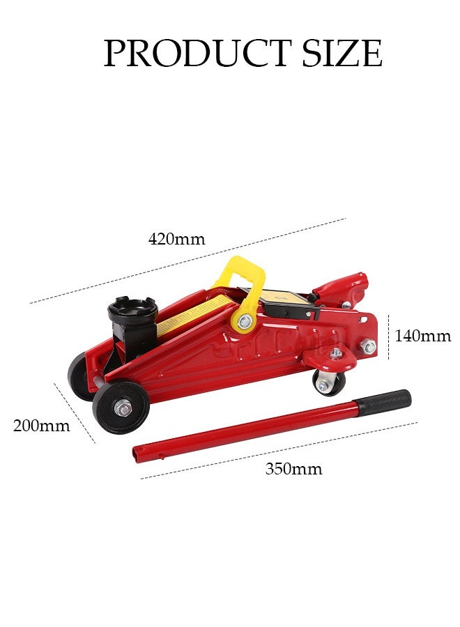 DUNISO Hydraulic Trolley Car Lift Jack， Floor car jack with a capacity of 2 tons, equipped with a Storage plastic box for easy carrying and storage，Red - Image 2