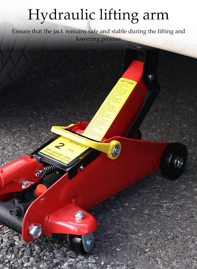 DUNISO Hydraulic Trolley Car Lift Jack， Floor car jack with a capacity of 2 tons, equipped with a Storage plastic box for easy carrying and storage，Red - Image 4