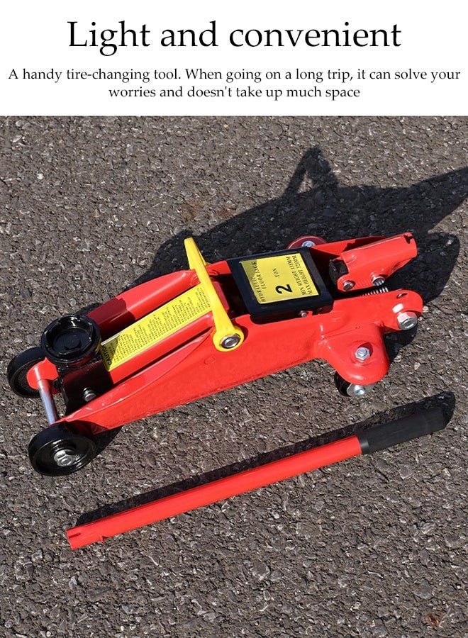 DUNISO Hydraulic Trolley Car Lift Jack， Floor car jack with a capacity of 2 tons, equipped with a Storage plastic box for easy carrying and storage，Red - Image 5