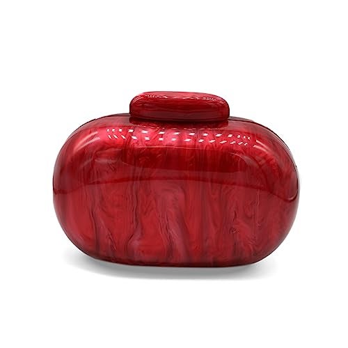 GSYPS Acrylic Evening Clutch Bag for Women Shell Shape Shoulder Crossbody Bag Glitter Marble Purse Handbag Red - Image 1