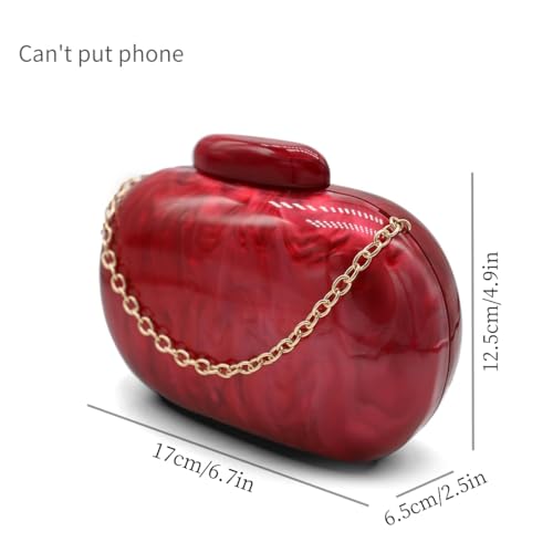 GSYPS Acrylic Evening Clutch Bag for Women Shell Shape Shoulder Crossbody Bag Glitter Marble Purse Handbag Red - Image 4