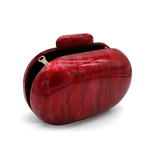GSYPS Acrylic Evening Clutch Bag for Women Shell Shape Shoulder Crossbody Bag Glitter Marble Purse Handbag Red - Image 5