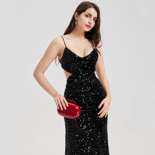 GSYPS Acrylic Evening Clutch Bag for Women Shell Shape Shoulder Crossbody Bag Glitter Marble Purse Handbag Red - Image 3