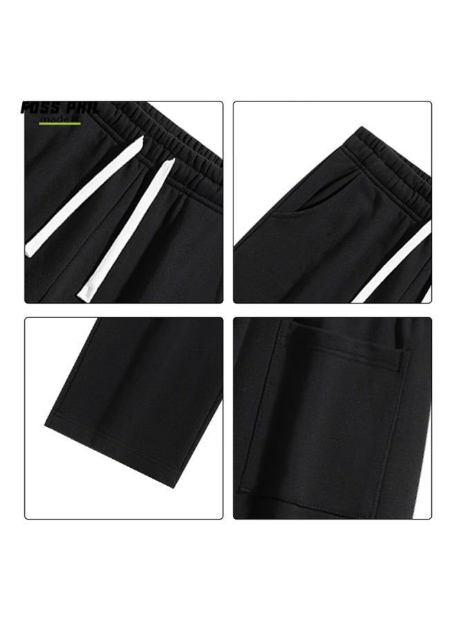 Mmoptop Popeye Co-branded Printed Pants, Men's Spring And Summer Sports Straight-leg Casual Trousers Mlm01, Black, XL