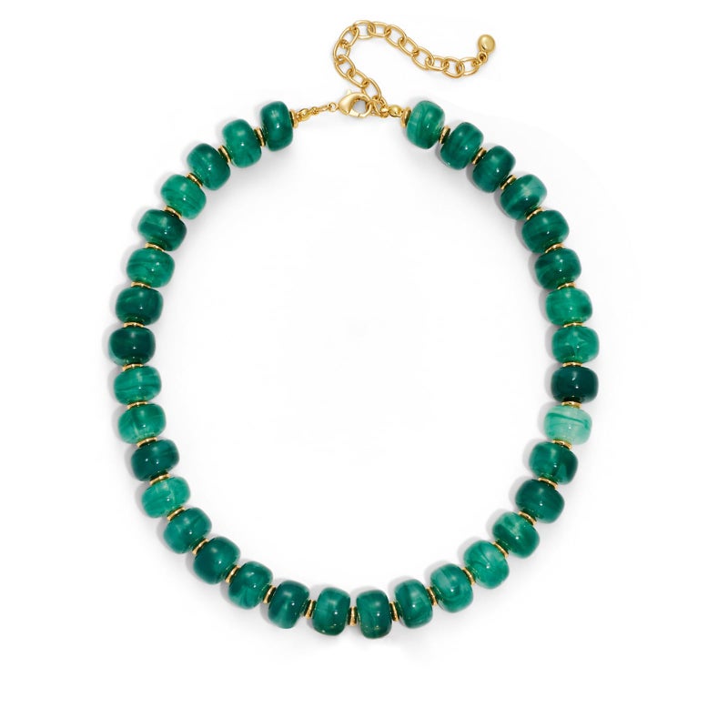 HolidayQbee Beaded Necklace for Women Boho Bead Gemstone Chunky Necklace Big Bead Necklace Fashion Trendy Summer Green Stone Beaded Necklaces Jewelry Gifts - Image 1