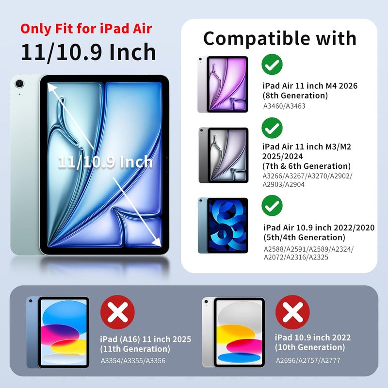 MoKo Case for iPad Air 11 Inch M3/M2 2025/2024, iPad Air 5th/4th Gen 10.9 Inch Case 2022/2020 with Pen Holder, Slim Lightweight Tri-Fold with Heavy Duty Translucent Back PC, Space Gray - Image 2