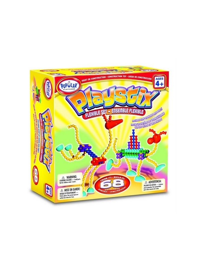 Popular Playthings Playstix Flexible Set Construction Toy Building Blocks 68 Piece Kit - Image 2