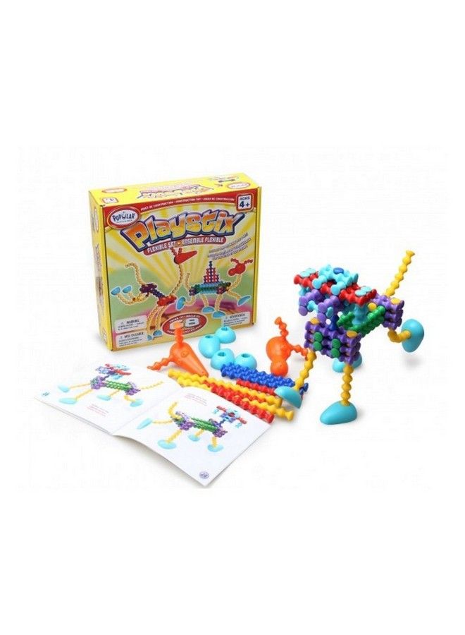 Popular Playthings Playstix Flexible Set Construction Toy Building Blocks 68 Piece Kit - Image 3