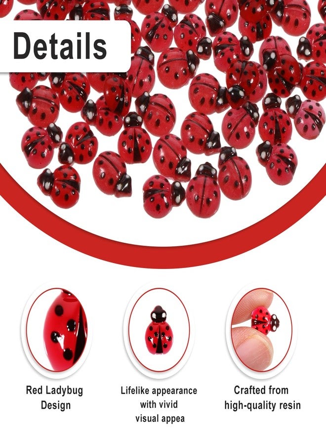 Azefnuhk 100 Pcs Mini Resin Ladybug Decor, 2 Types Miniature Ladybugs Figurines, Tiny Ladybugs for Crafts, Mini Resin Things Animals for Fairy Garden Dollhouse Micro Landscaping Decoration - Image 3