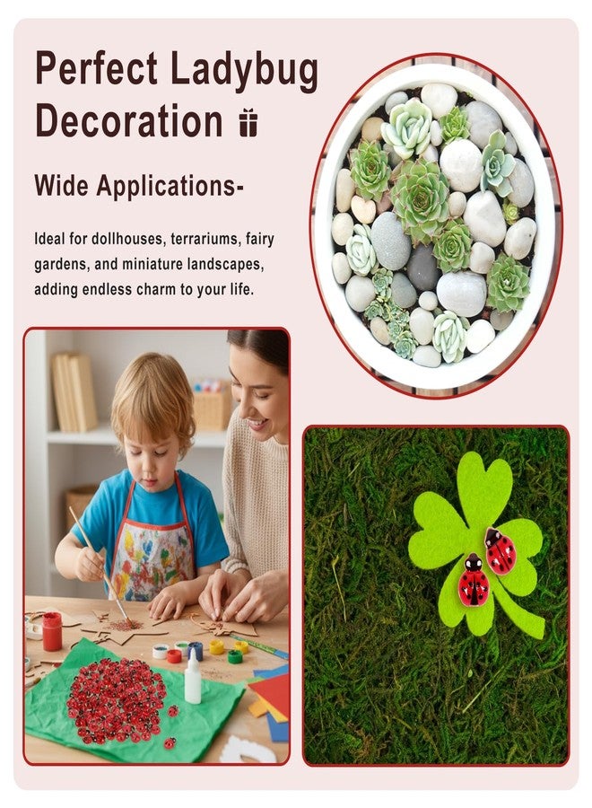 Azefnuhk 100 Pcs Mini Resin Ladybug Decor, 2 Types Miniature Ladybugs Figurines, Tiny Ladybugs for Crafts, Mini Resin Things Animals for Fairy Garden Dollhouse Micro Landscaping Decoration - Image 4