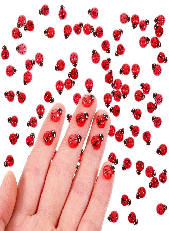 Azefnuhk 100 Pcs Mini Resin Ladybug Decor, 2 Types Miniature Ladybugs Figurines, Tiny Ladybugs for Crafts, Mini Resin Things Animals for Fairy Garden Dollhouse Micro Landscaping Decoration - Image 1