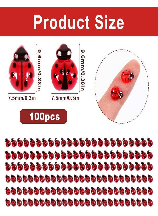 Azefnuhk 100 Pcs Mini Resin Ladybug Decor, 2 Types Miniature Ladybugs Figurines, Tiny Ladybugs for Crafts, Mini Resin Things Animals for Fairy Garden Dollhouse Micro Landscaping Decoration - Image 2
