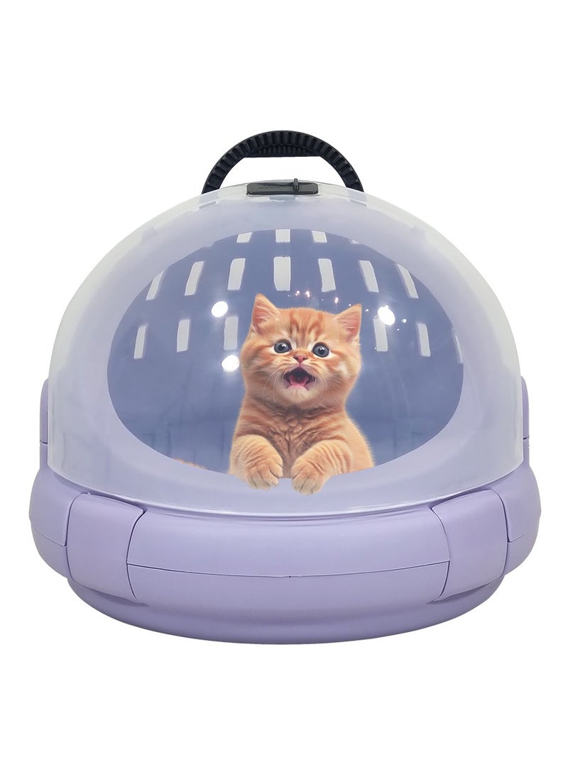 MAJIBAO Cat litter box with transparent capsule, Fully enclosed rounded cat litter box prevents sand leakage, Suitable for small and medium cats, Cat toilet reduces odor 42 cm (Purple)  - Image 1