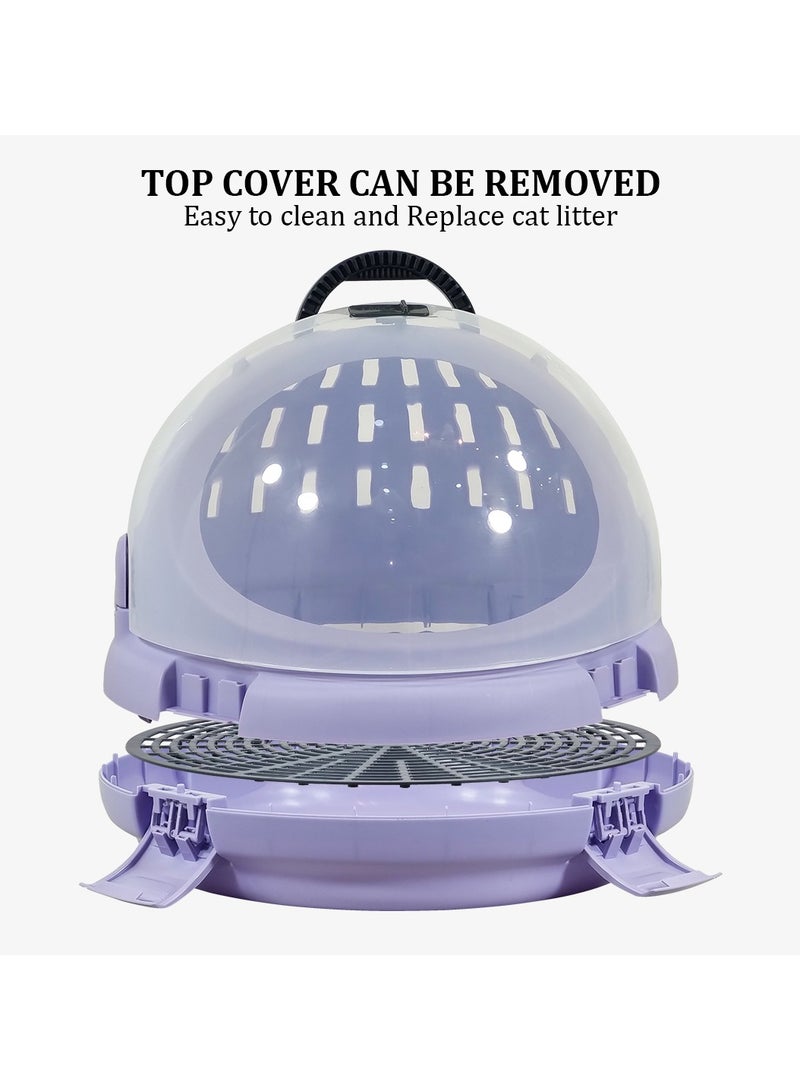 MAJIBAO Cat litter box with transparent capsule, Fully enclosed rounded cat litter box prevents sand leakage, Suitable for small and medium cats, Cat toilet reduces odor 42 cm (Purple)  - Image 5